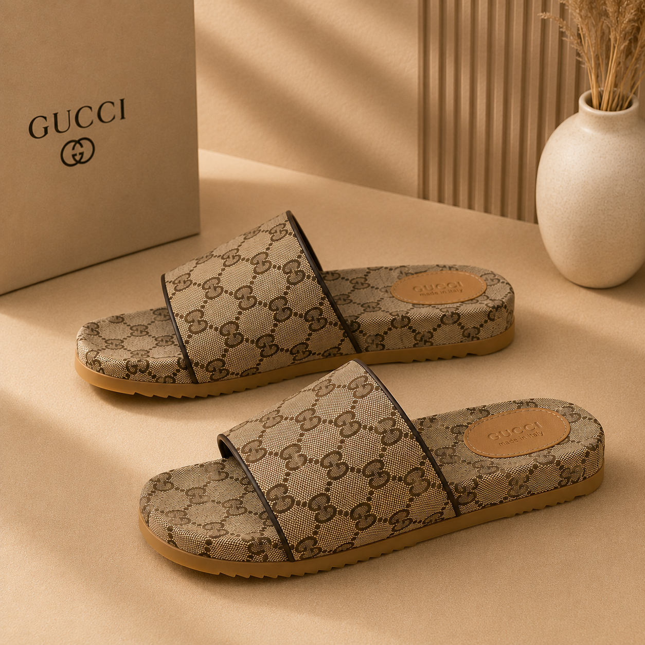 Sandália Slide Gucci GG Supreme