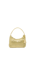 Bolsa Prada mini em cetim com cristais dourada